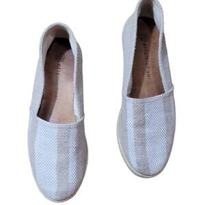 Eric Michael Espadrille Flats Womens 9.5 Taupe Striped Woven Slip On Shoes Spain